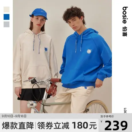 bosie2023年秋季新款连帽卫衣男情侣撞色绳子运动卫衣休闲百搭潮商品大图