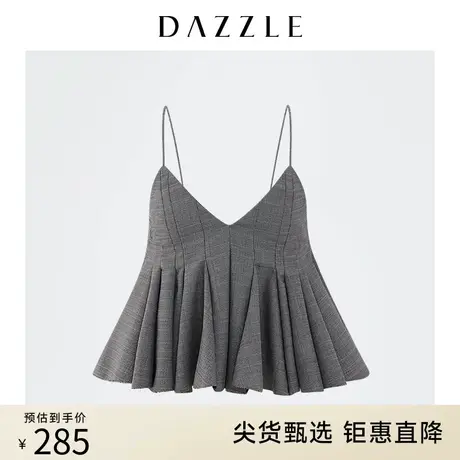 DAZZLE地素奥莱 精纺羊毛伞摆V领吊带背心上衣女2D2D1131E图片