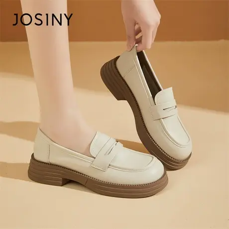 Josiny/卓诗尼乐福鞋女款2024春季新款软底女鞋气质英伦风小皮鞋商品大图