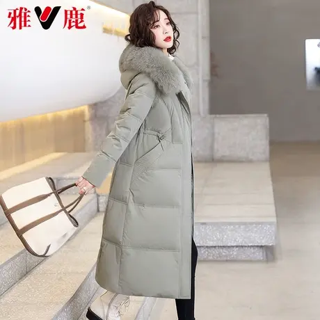 雅鹿大狐狸毛领羽绒服女中长款2022冬季新款长过膝宽松保暖外套潮商品大图