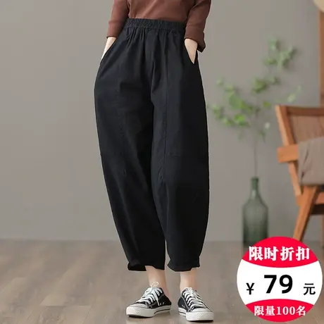 dza 高腰显瘦直筒工装裤子女士秋季2023新款百搭裤宽松休闲哈伦裤图片