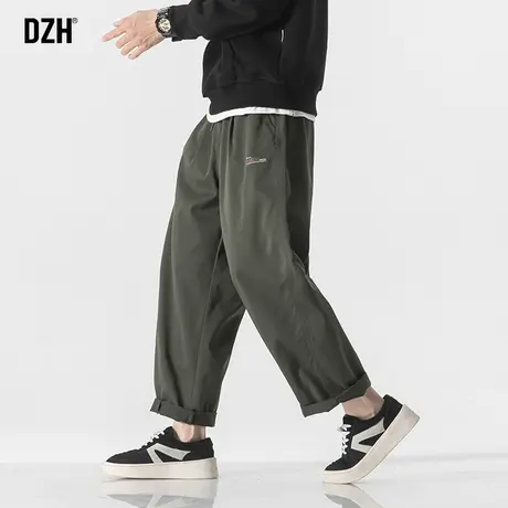 男士军绿色青少年男裤子直筒休闲裤宽松百搭长裤工装裤潮牌男春夏图片