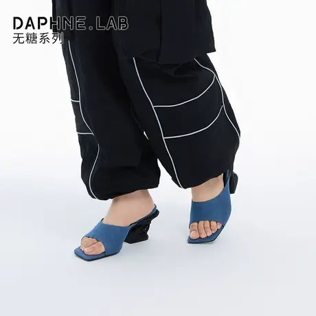 DAPHNELAB达芙妮无糖3D打印凉拖鞋女2024新款高跟凉拖鞋真皮外穿图片