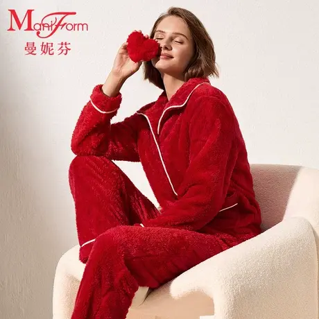 曼妮芬日系简约法兰绒保暖家居起居服24秋冬20320713商品大图