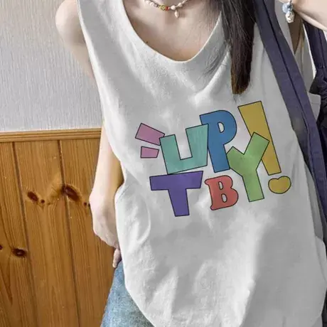纯棉吊带运动坎肩背心无袖t恤女夏外穿高级感宽松篮球服挂脖上衣图片