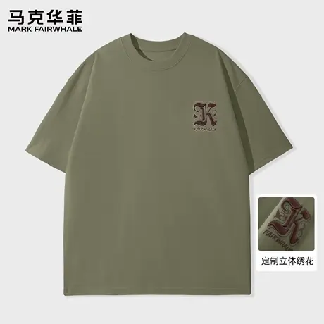 马克华菲潮牌刺绣五分袖男夏季美式重磅痞帅T恤短袖上衣2025新款图片