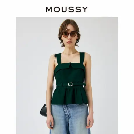 MOUSSY 工装风附腰带收腰衬衫纯色修身吊带背心女010GS730-1图片