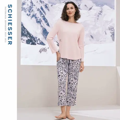 SCHIESSER舒雅女士棉莫代尔柔软亲肤印花圆领睡衣家居服套装商品大图