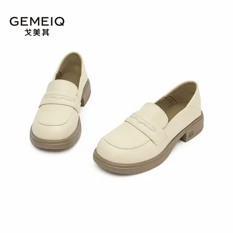戈美其2025秋真皮软底单鞋女休闲小皮鞋一脚蹬懒人女百搭小皮鞋子图片