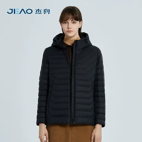 杰奥女轻薄连帽羽绒服大码妈妈款短款羽绒外套商场同款2023新款商品大图