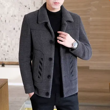 男士毛呢大衣短款韩版潮流加厚呢子外套秋冬季金貂绒夹克风衣男装图片