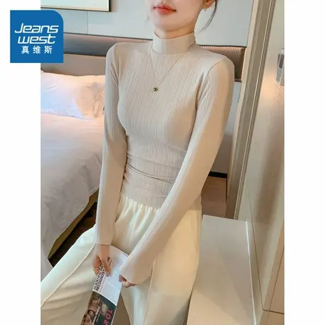 LE真维斯女装2025秋季新款 韩版潮流半高领内搭修身百搭打底衫商品大图