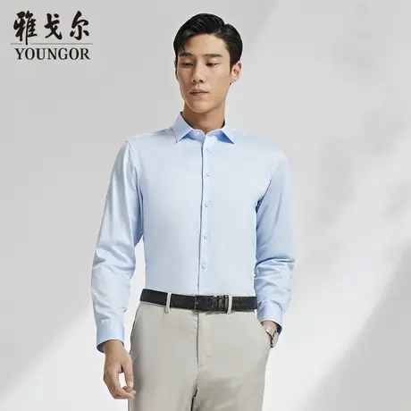 雅戈尔奥莱 男装秋季新款长袖衬衫商务休闲全棉衬衣修身商品大图