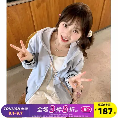 唐狮2025春季新款女外套学院风宽松时尚加厚卫衣开衫连帽超好看k图片
