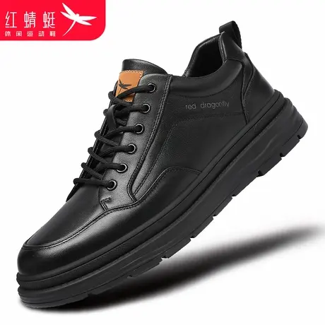 红蜻蜓男鞋秋冬鞋子男士厚底增高休闲运动板鞋男加绒潮鞋皮鞋真皮商品大图