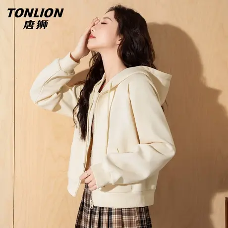 唐狮官方短款连帽卫衣外套女2026新款今年流行爆款春季帽衫上衣VC图片