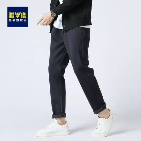 雅鹿男士裤子秋冬季新款宽松直筒运动男裤加绒加厚春秋男休闲长裤商品大图