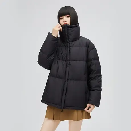 艾莱依新款短款休闲羽绒服女士立领时尚鸭绒简约保暖防风冬季外套商品大图