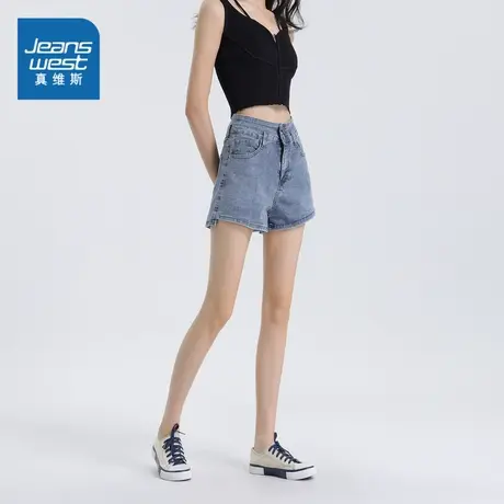 LT真维斯牛仔裤休闲风女装学生高腰潮流时尚宽松少女牛仔女款短裤商品大图