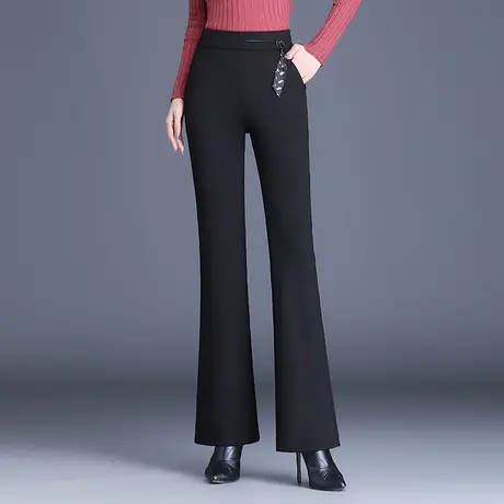 加厚微喇蚕丝裤女秋冬2023新款高腰气质显瘦长裤保暖棉裤喇叭裤子商品大图