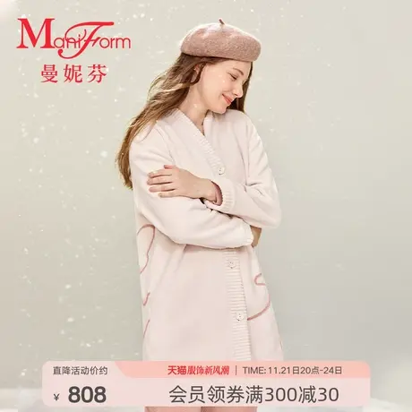 曼妮芬杨梅绒暖意家居服厚休闲可外穿毛衣领长袖长裤套装20320596商品大图