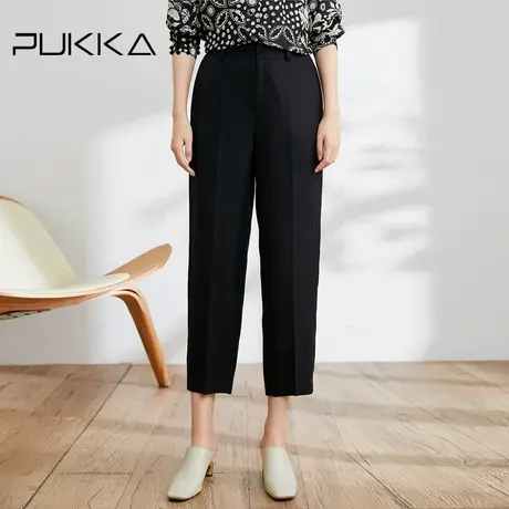 蒲PUKKA 高腰萝卜裤女2023年春装新款原创设计休闲宽松显瘦九分裤商品大图
