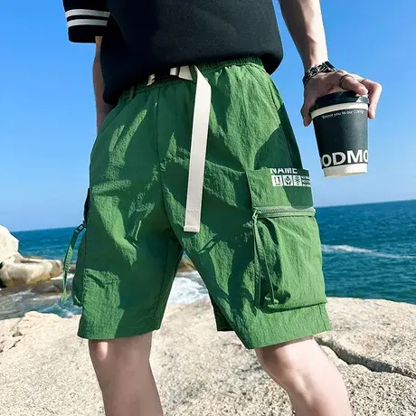 夏季网红个性工装口袋短裤2023裤新款小众设计潮男痞帅沙滩五分裤图片