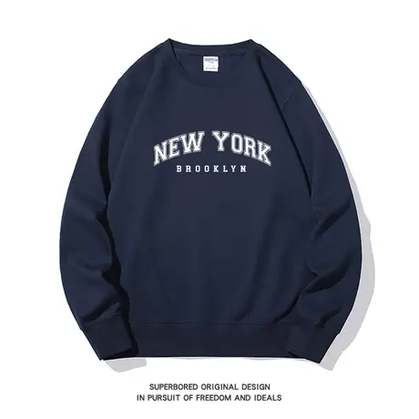 春秋季美式复古潮流字母印花圆领卫衣男简约宽松休闲圆领套头上衣商品大图