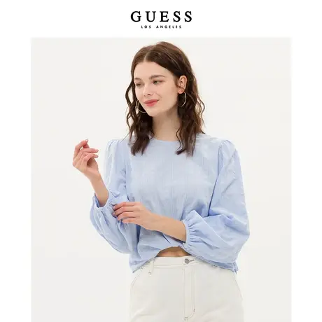 【秀智明星同款】GUESS女法式不规则泡泡袖衬衫-YN1W1251商品大图