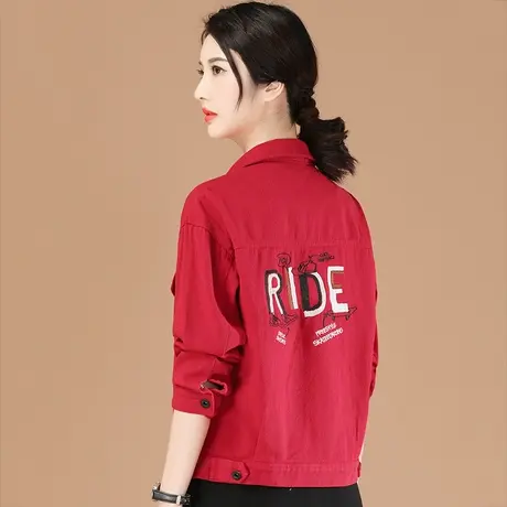 韩潮袭人休闲刺绣长袖牛仔外套女2024年春季新款韩版宽松百搭夹克图片