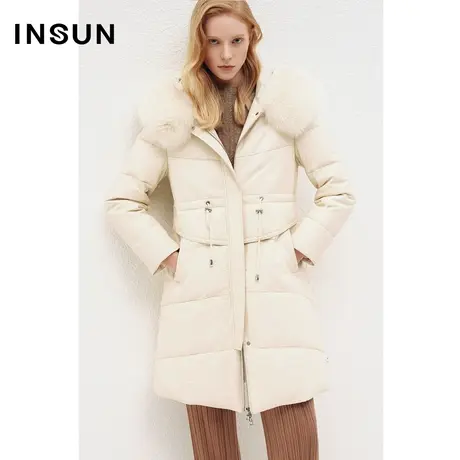 COVER冬季保暖防风狐狸毛领白鸭绒皮羽绒商品大图