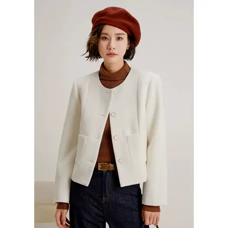 弥古小香风短款毛呢外套女小个子春秋外穿呢子大衣高级感秋冬穿搭商品大图