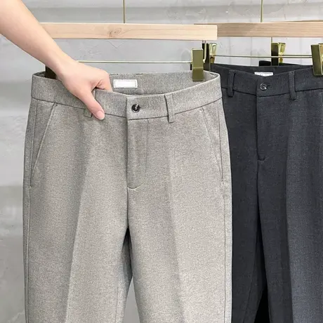 定纺色织仿毛呢加厚九分西装裤男休闲直筒22秋冬季韩版小烟管长裤商品大图