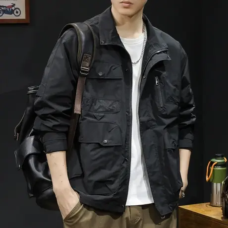 夹克男外套春秋潮牌男装多袋工装大码男款上衣男士冲锋衣2024新款图片