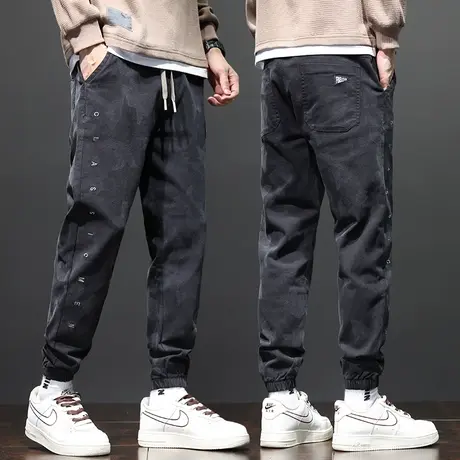 秋冬款潮牌迷彩束脚休闲牛仔裤春季痞帅高端男裤子2024年新款春装商品大图