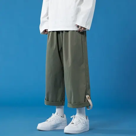 秋季休闲裤男士韩版潮流宽松直筒百搭九分裤子港风潮牌大码阔腿裤商品大图