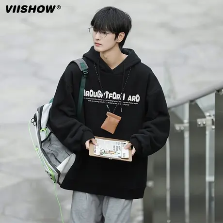 VIISHOW日系连帽卫衣男春秋2024新款美式重磅外套潮牌ins宽松上衣商品大图