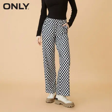 ONLY奥莱夏季宽松棋盘格长款阔腿休闲裤女商品大图