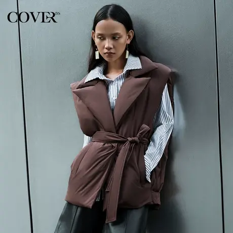 【昕怡粉丝专享】恩裳COVER冬季阔肩挺阔戗驳领羽绒马甲图片