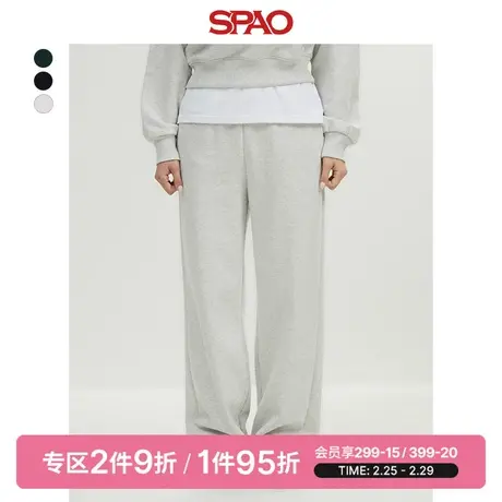 SPAO韩国同款春季新款女士直筒休闲加绒宽松运动裤SPMTD4TU24图片