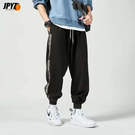 街派一族男生束脚长裤秋冬抽绳百搭学生显高显瘦潮牌黑色宽松裤子商品大图