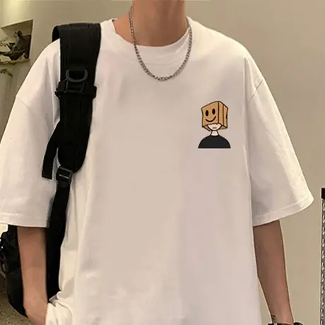 短袖t恤男夏季2024新款潮牌简约休闲圆领半袖oversize男生体恤衫商品大图