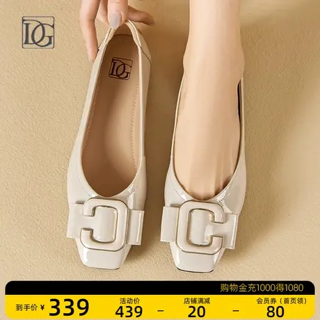 【商场同款】漆皮浅口单鞋女平底鞋2024新款方头上班通勤正装皮鞋图片