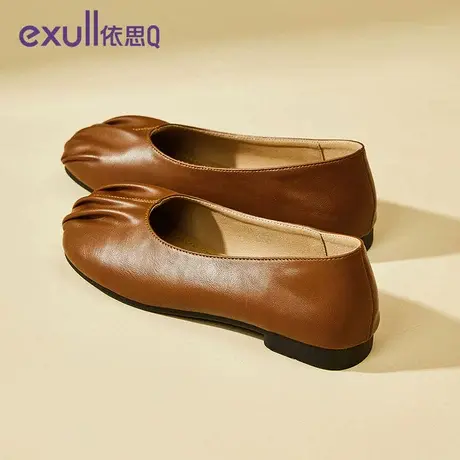 依思q平底单鞋女春秋2024新款浅口软皮软底奶奶鞋复古玛丽珍鞋女图片