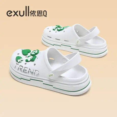 exull/依思Q洞洞鞋女夏季外穿厚底增高可爱卡通防滑软底包头凉鞋商品大图