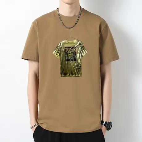 重磅纯棉短袖t恤男圆领夏季美式潮流宽松液氨长绒棉全棉半袖体恤商品大图