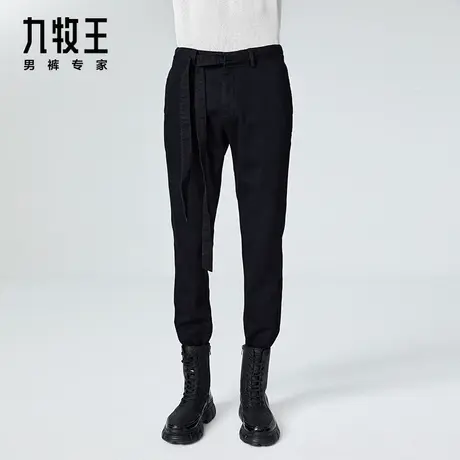[时尚秀款]九牧王男裤牛仔裤春季男士新款时尚黑色修身长裤DN图片