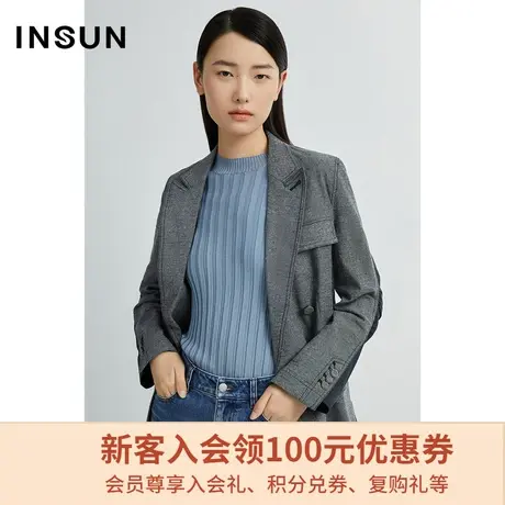 恩裳商场同款秋季时尚棉质撞色西装外套女设计感小众图片