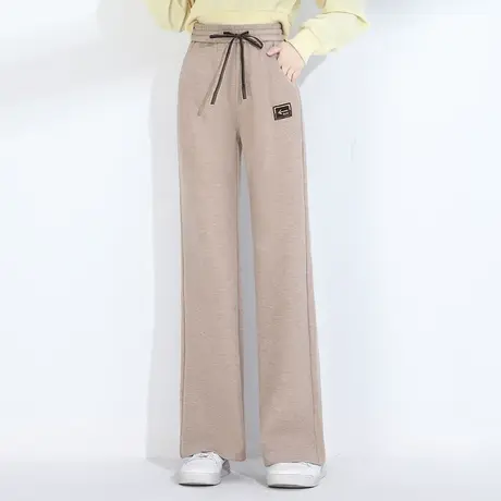 时尚百搭直筒裤高腰垂感休闲裤女秋季2023新款松紧腰长裤阔腿裤子商品大图