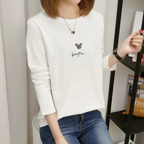 长袖t恤女装外穿早秋衣宽松内搭打底衫2022年新款白色纯棉上衣潮图片